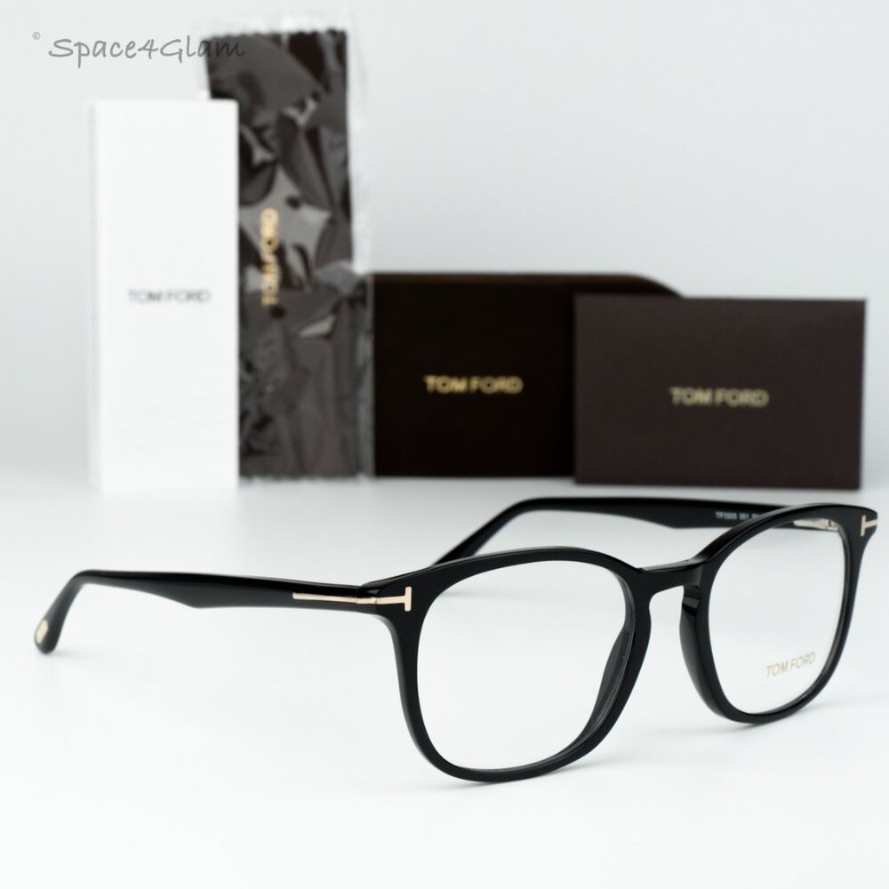 Tom Ford Women Eyeglasses Black Demo Square FT5505 001 NEW AUTHENTIC - Picture 1 of 10